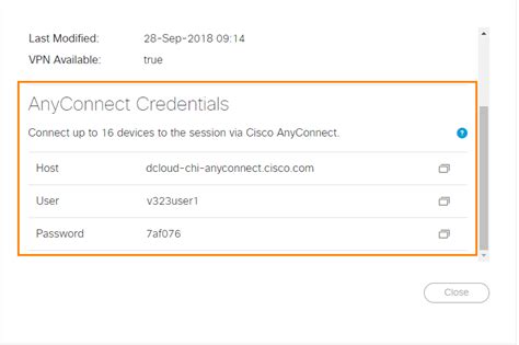 Cisco AnyConnect credentials